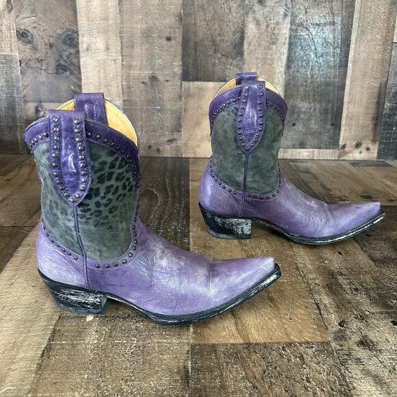 Old Gringo Purple Leopardito Pointed Toe Cowboy Western Boots Womens 5 B - Picture 10 of 12